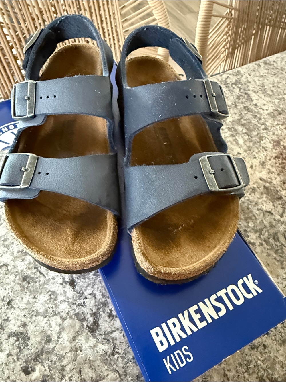 Birkenstock Milano Kinder Kids Navy Blue Double Buckle Sandals